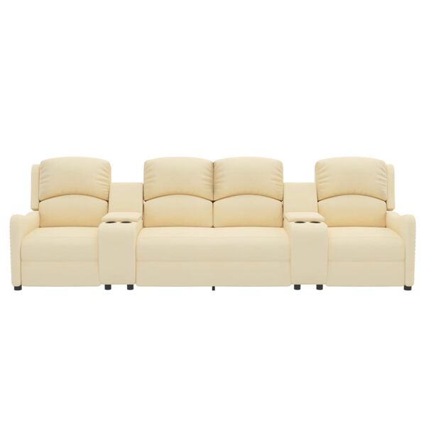 vidaXL Rozkładany fotel masujący z uchwytem, 4-os., kremowy, tkanina