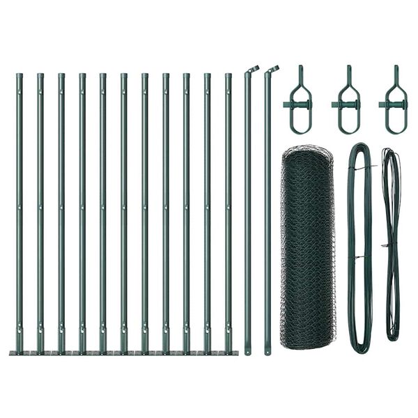 vidaXL Słupek ogrodzeniowy. Zielony 25 x 0,5 m (siatka 13 mm) Stal