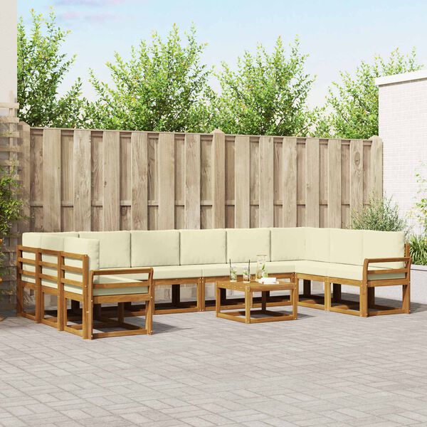 vidaXL Zestaw sof na zewnątrz z poduszką 11 pcs Naturalny i Kremowy