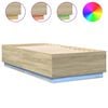 vidaXL Rama ł&oacute;żka z LED, dąb sonoma, 90x190cm, materiał drewnopochodny