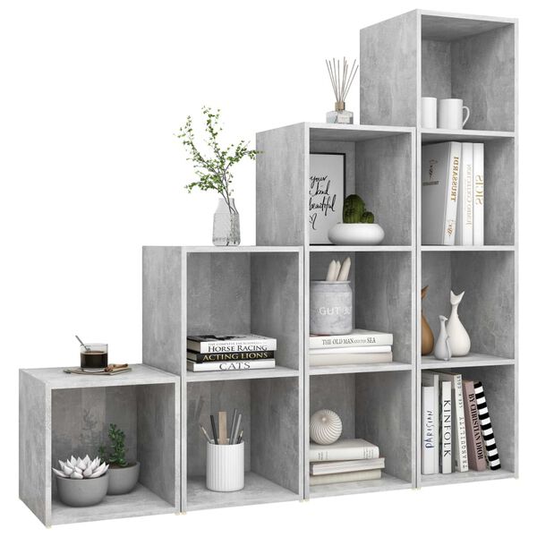 vidaXL 4-cz. zestaw szafek TV, szarość betonu, materiał drewnopochodny