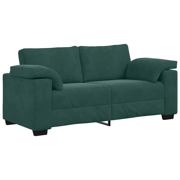 vidaXL Sofa dwuosobowa, ciemnozielona, 140 cm, aksamit