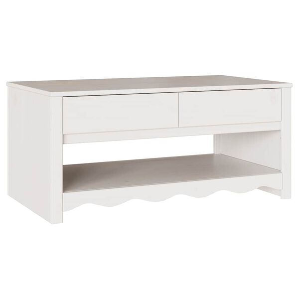 vidaXL Stolik kawowy Drammen Biały 99 x 55 x 45 cm Lite drewno sosnowe