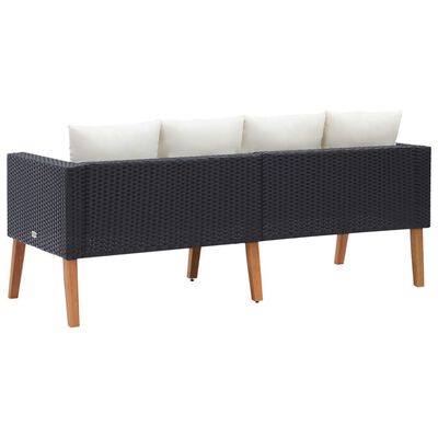 vidaXL 2-osobowa sofa ogrodowa z poduszkami, rattan PE, czarny