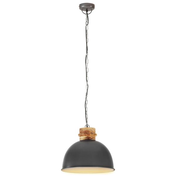 vidaXL Industrialna lampa wisząca, szara, okrągła, 50 cm, E27, mango