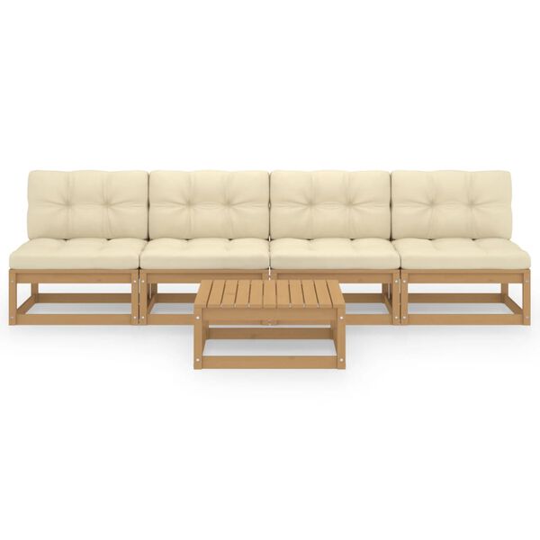 vidaXL 5-cz. zestaw wypoczynkowy do ogrodu, z poduszkami, lita sosna