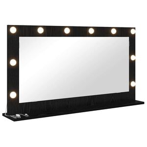 vidaXL Lustro toaletowe Ze LED Lights Czarny Dąb 100 x 55 x 18 cm