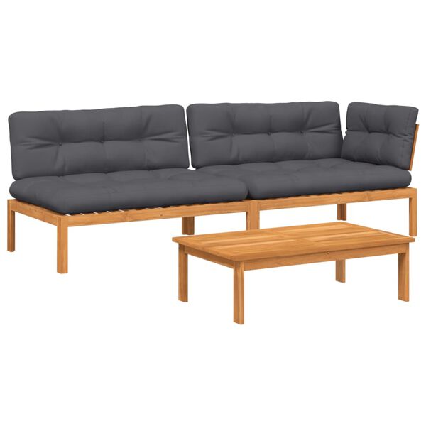 vidaXL 3-cz. zestaw wypoczynkowy do ogrodu, z poduszkami, akacjowy