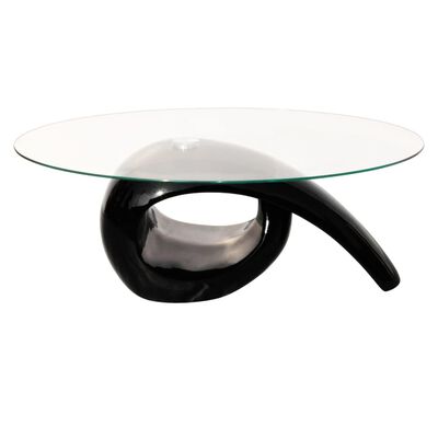 vidaXL Czarny stolik kawowy o owalnym, szklanym blacie, wysoki połysk