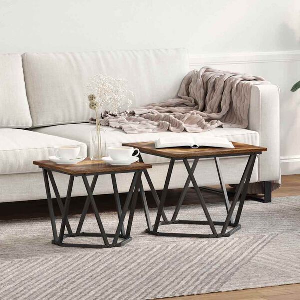 vidaXL Zestaw stolik&oacute;w bocznych 2 pcs Wędzony dąb 50 x 50 x 40 cm