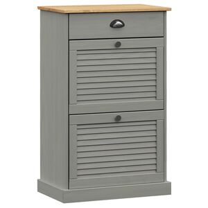 vidaXL Szafka na buty VIGO, 60x35x96 cm, szara, lite drewno sosnowe