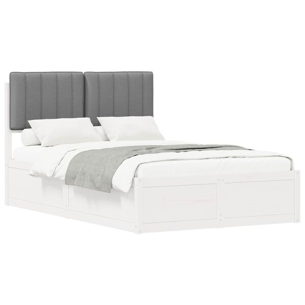 vidaXL Ramka ł&oacute;żka z tapicerowanym wezgłowiem Jasnoszary 120 x 200 cm