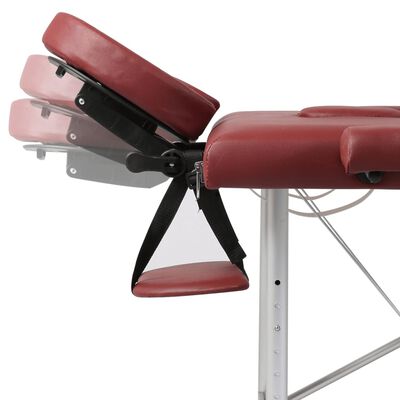 vidaXL Składany stół do masażu z aluminiową ramą, 2 strefy, czerwony