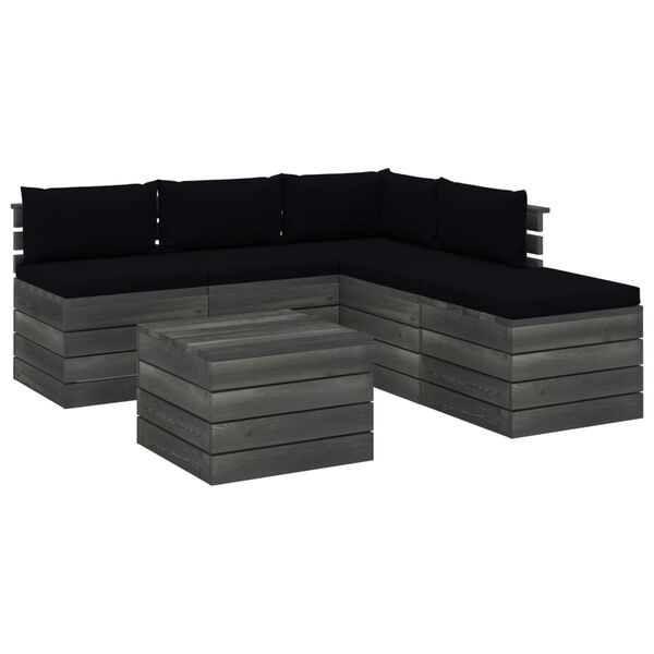 vidaXL 6-cz. zestaw wypoczynkowy z palet, z poduszkami, drewno sosnowe