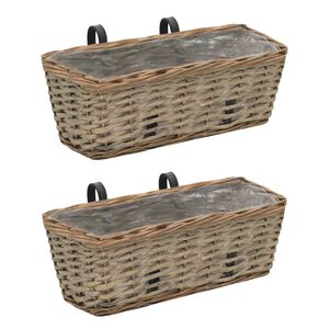 vidaXL Donice balkonowe, 2 szt., wiklina z wyści&oacute;łką z PE, 40 cm