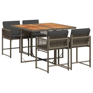 vidaXL 5-cz. zestaw mebli ogrodowych z poduszkami, szary, rattan PE