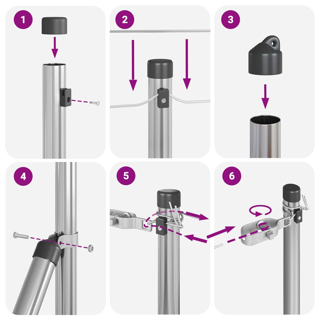 vidaXL Słupki Ogrodzeniowe 26 szt. Ø32 mm, 80 cm, ocynkowana stal