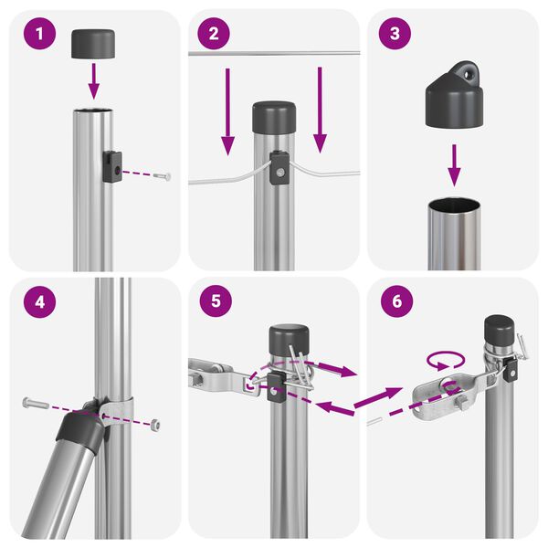 vidaXL Słupki Ogrodzeniowe 26 szt. Ø32 mm, 80 cm, ocynkowana stal