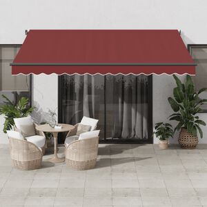vidaXL Automatycznie zwijana markiza z LED, burgundowa, 400x350 cm