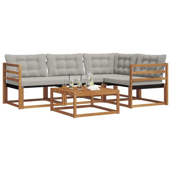 vidaXL Zestaw sof na zewnątrz z poduszką 5 pcs Naturalny i Jasny Szary