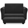 vidaXL Sofa dla dziecka, z podn&oacute;żkiem, czarna, obita sztuczną sk&oacute;rą