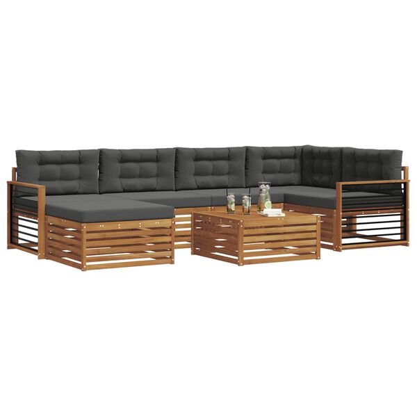 vidaXL Zestaw sof na zewnątrz z poduszką 7 pcs Naturalny i Antracytowy