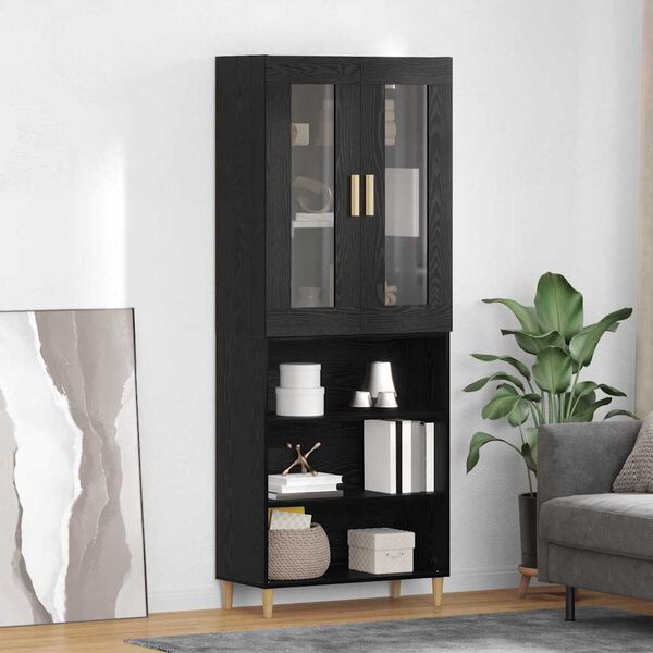 vidaXL Highboard Czarny Dąb 69,5 x 34 x 180 cm