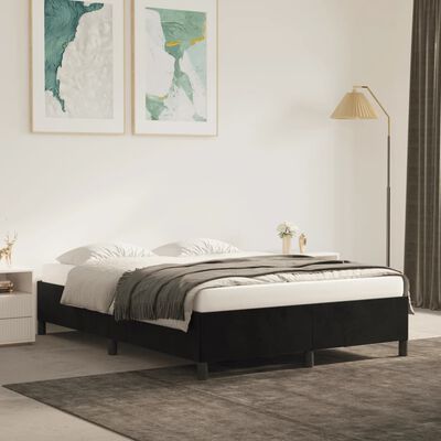 vidaXL Rama łóżka, czarna, 140 x 200 cm, tapicerowana aksamitem