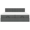 vidaXL Rama ł&oacute;żka otomana z materacami, szara, 180x200 cm, tkanina