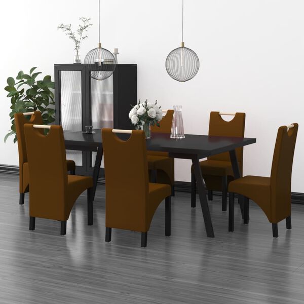 vidaXL Krzesła stołowe, 6 szt., brązowe, sztuczna sk&oacute;ra