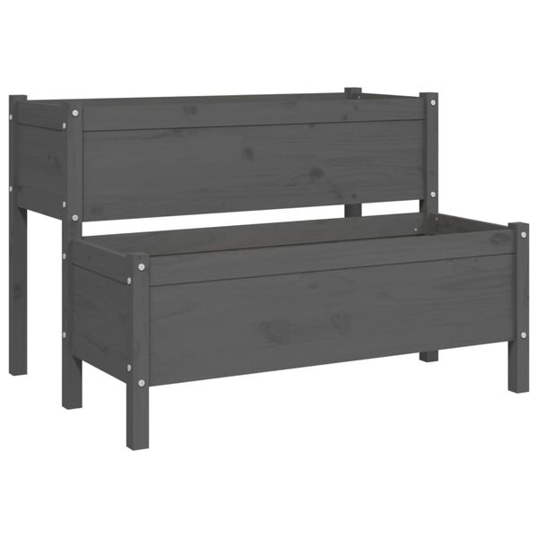 vidaXL Donica, szara,110x84x75 cm, lite drewno sosnowe