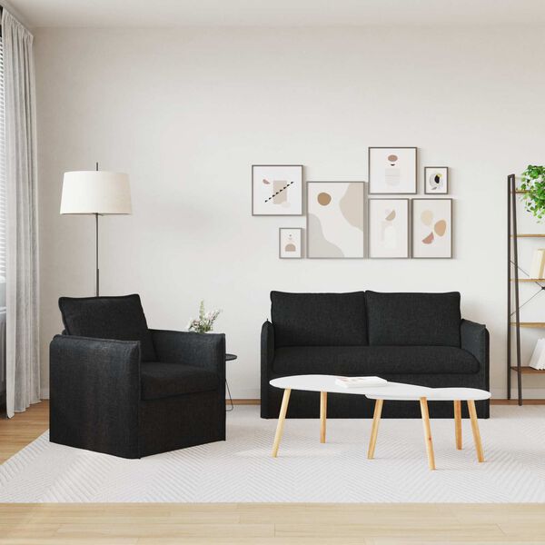 vidaXL Sofa 2 pcs Czarny