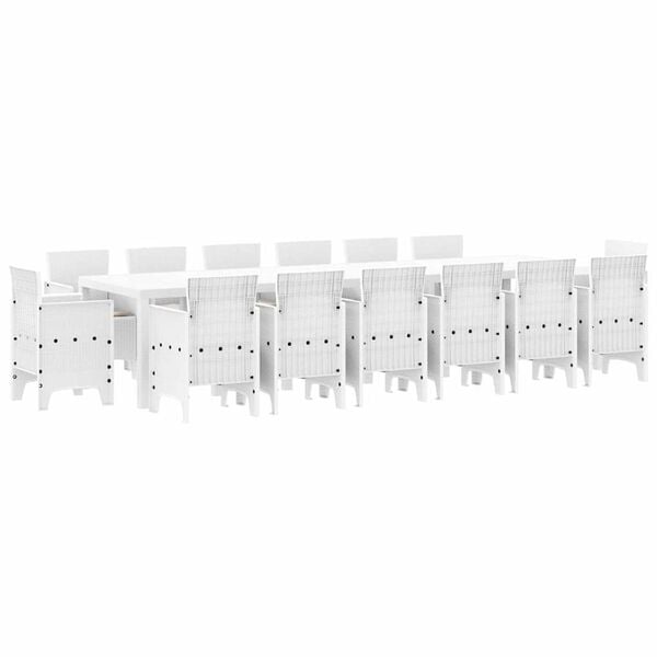 vidaXL Zestaw do jadalni w ogrodzie 15 pcs Biały Rattan Polt