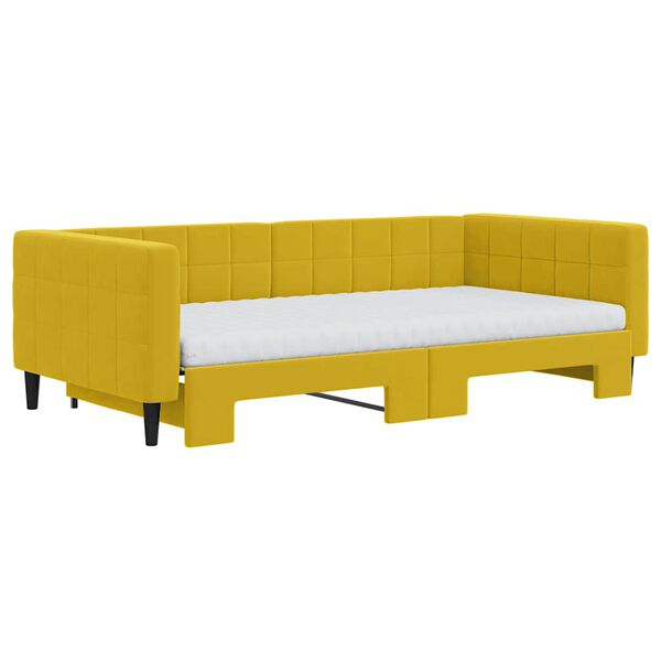 vidaXL Sofa rozsuwana z materacami, żółta, 100x200 cm, aksamit