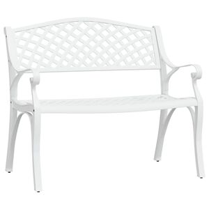 vidaXL Ławka ogrodowa, 102 cm, odlew aluminium, biała