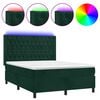 vidaXL Ł&oacute;żko kontynentalne z materacem i LED zielony aksamit 140x190cm