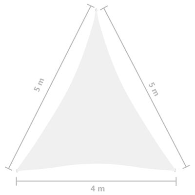 vidaXL Żagiel ogrodowy, tkanina Oxford, trójkątny, 4x5x5 m, biały