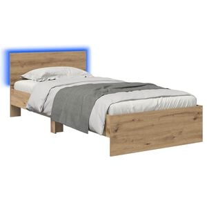 vidaXL Ł&oacute;żko z ramą z LED Dąb artisian 80 x 200 cm Drewno inżynieryjne
