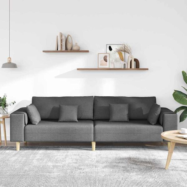 vidaXL Sofa materiałowa z poduszką Ciemnoszary 208 cm tkanina