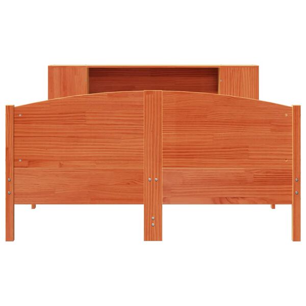 vidaXL Ł&oacute;żko z regałem, bez materaca, woskowy brąz, 120x200 cm, sosna