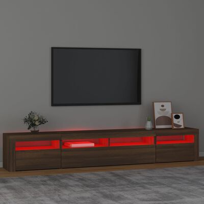 vidaXL Szafka pod TV z oświetleniem LED, brązowy dąb, 240x35x40 cm