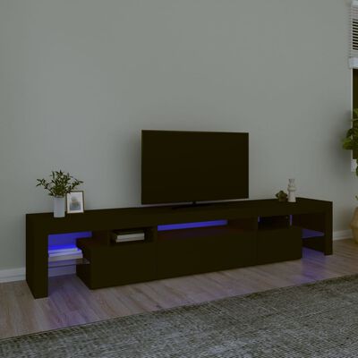 vidaXL Szafka pod TV z oświetleniem LED, czarna, 215x36,5x40 cm