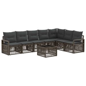 vidaXL Zestaw Sof na Ogr&oacute;d 8 pcs Szary polirattan