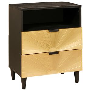vidaXL Stolik nocny Czarny i złoto 50 x 33 x 62 cm Drewno inżynieryjne