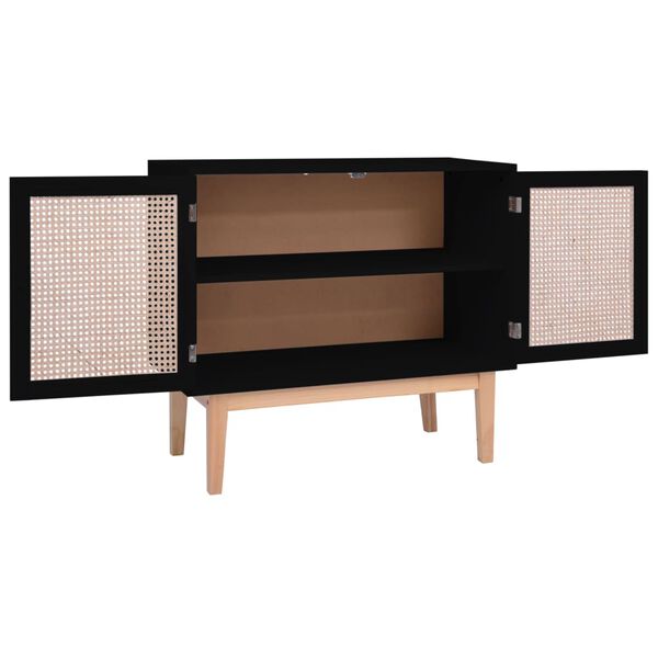 vidaXL Komoda, czarna, 88,5 x 40 x 80 cm, MDF i rattan