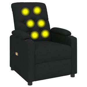 vidaXL Fotel z masażem, czarny, obity tkaniną