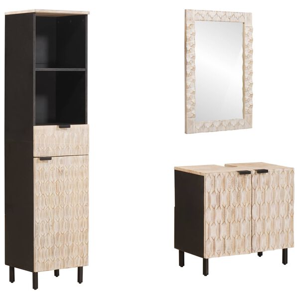 vidaXL Zestawy łazienkowe z p&oacute;łką Wykończenie w kolorze białego prania