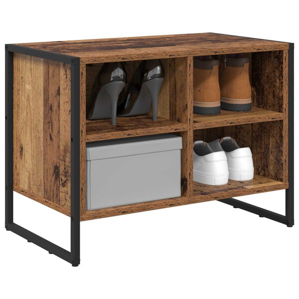 vidaXL Szafka na buty z przechowywaniem Stare drewno 60 x 35 x 44 cm