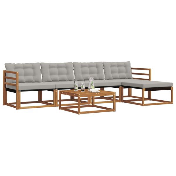 vidaXL Zestaw sof na zewnątrz z poduszką 6 pcs Naturalny i Jasny Szary