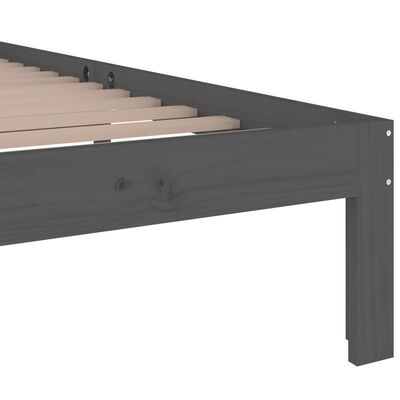 vidaXL Rama łóżka, szara, lite drewno, 75x190 cm, pojedyncza